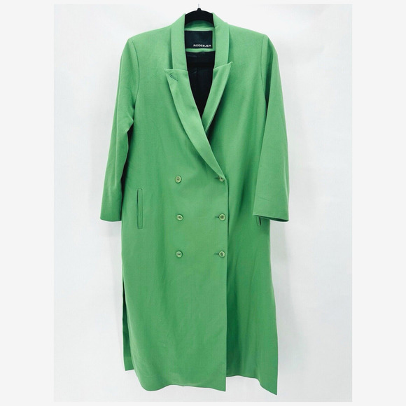 Rodebjer Voulana Double Breast Coat Size S Kelly Green Side Slits Capsule Preppy - Picture 12 of 12